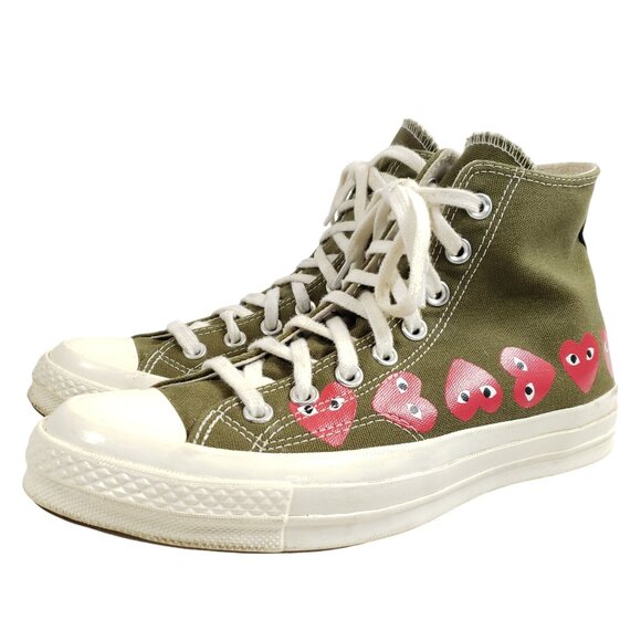 Comme Des Garçons Play X Converse Chuck Taylor All Star High Top Sneakers Olive/ - Picture 1 of 10
